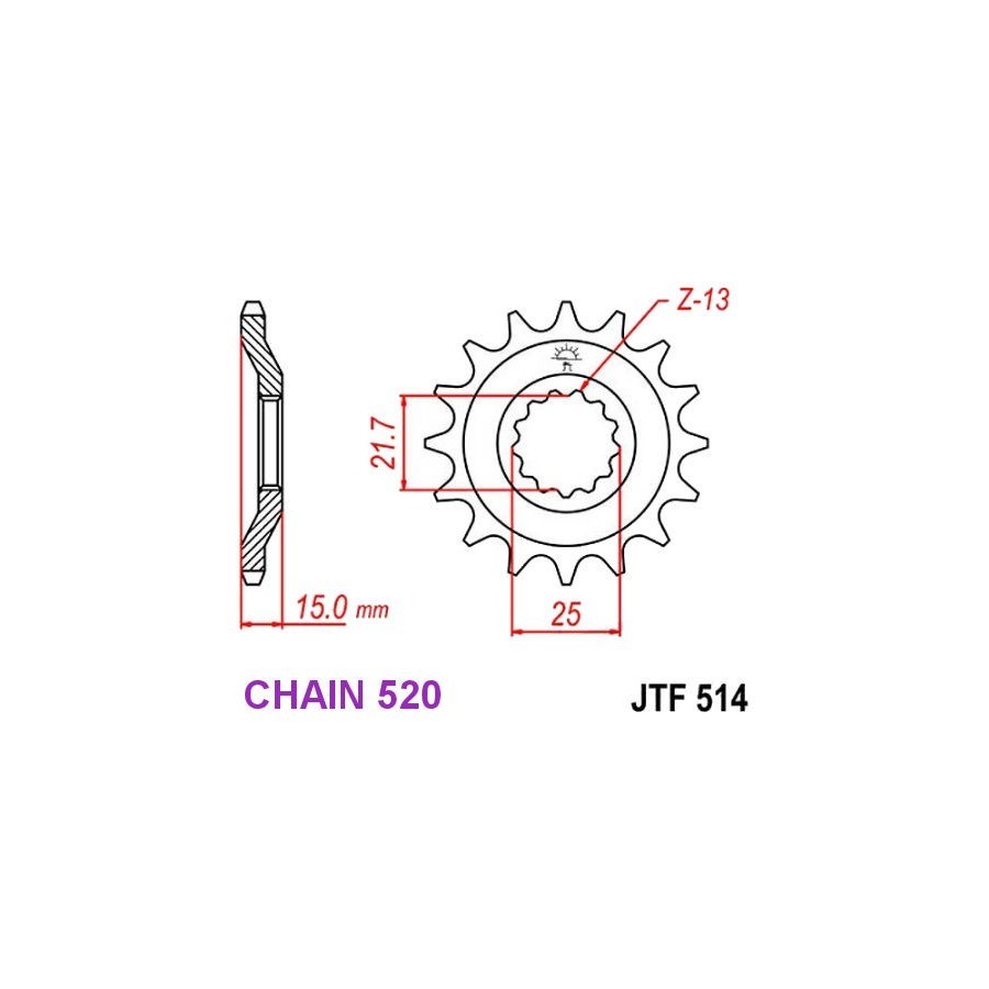 Transmission - Pignon sortie boite - JTF 514 - 520-15 dents 36520-5...