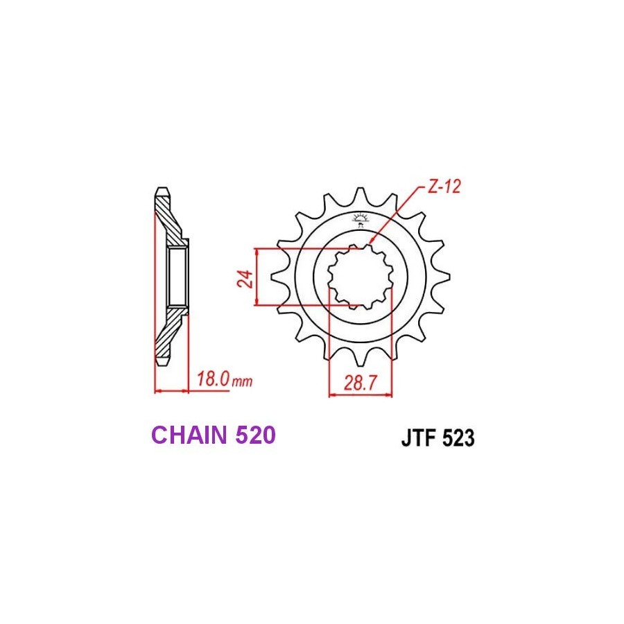 Transmission - Pignon sortie boite - JTF 583 - 520-15 dents 36520-5...