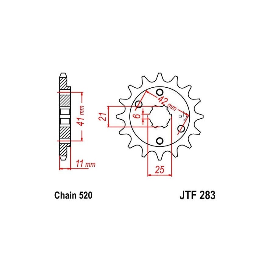 Transmission - Pignon sortie boite - 520 - JTF-283 - 15 Dents 36520...