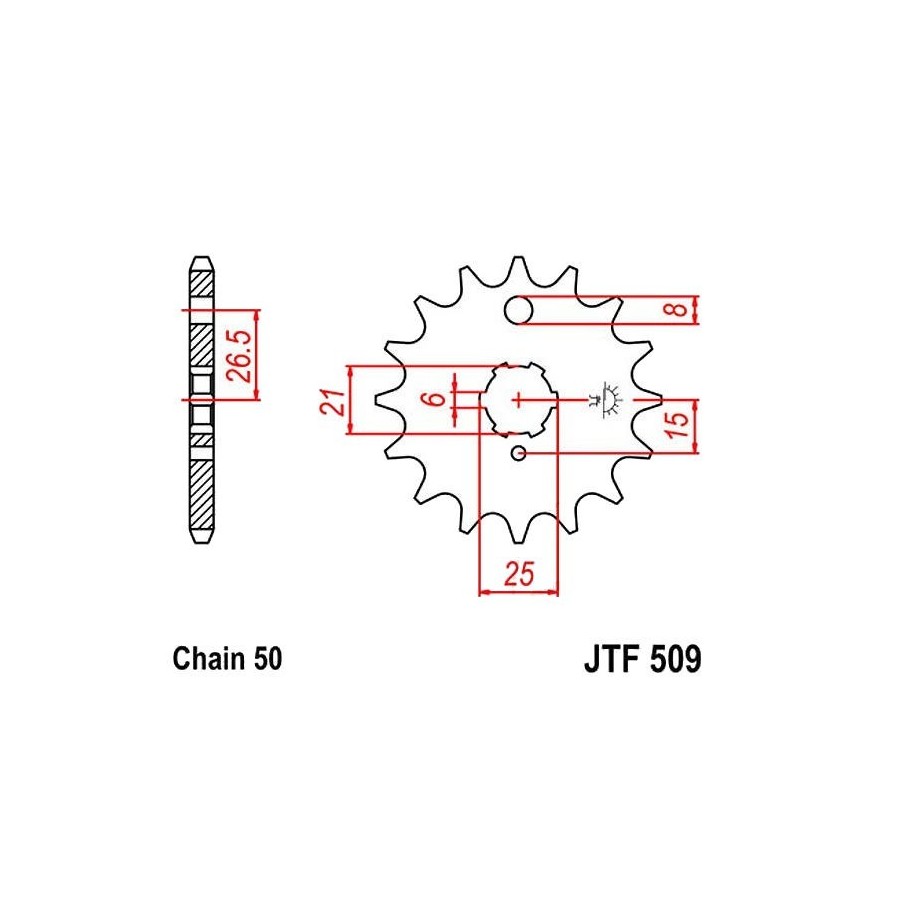 Transmission - Pignon - JTF-509 - 530/15 dents 36530-509-015