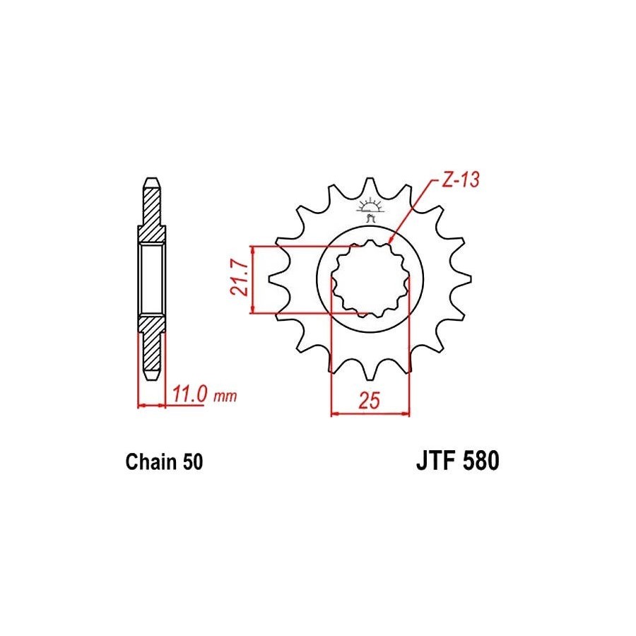 Transmission - Pignon - 530 - JTF-580 - 17 Dents 36530-580-017