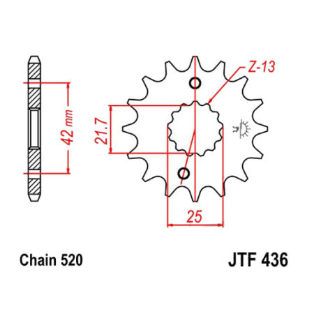 Transmission - Pignon - JTR436 - 13 Dents - 36520-436-013