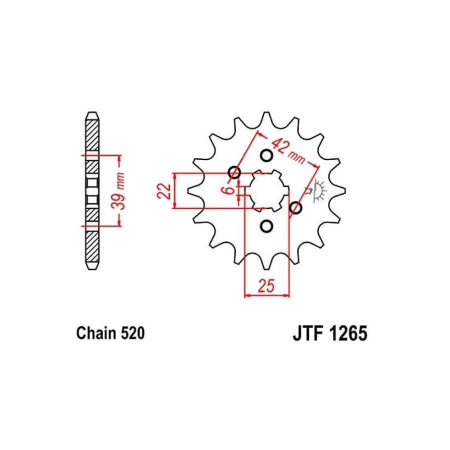 Transmission - Pignon - JTF-1265 - 520 - 14 Dents 36520-1265-014