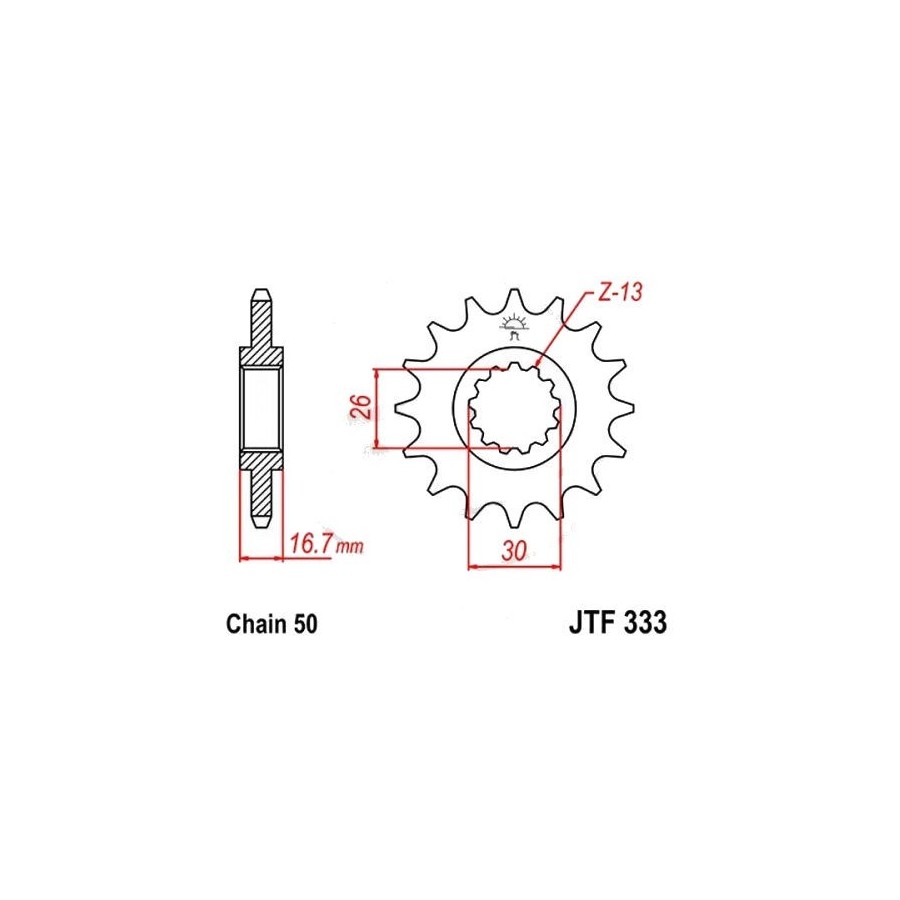 Transmission - Pignon sortie boite - JTF 333 - 530/15 dents 36530-3...