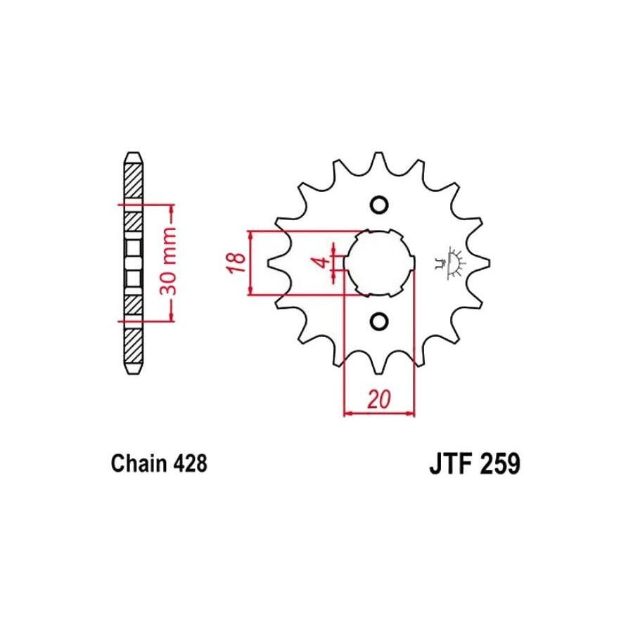 Transmission - Pignon sortie boite - 13 dents - JTF 259 - Chaine 42...