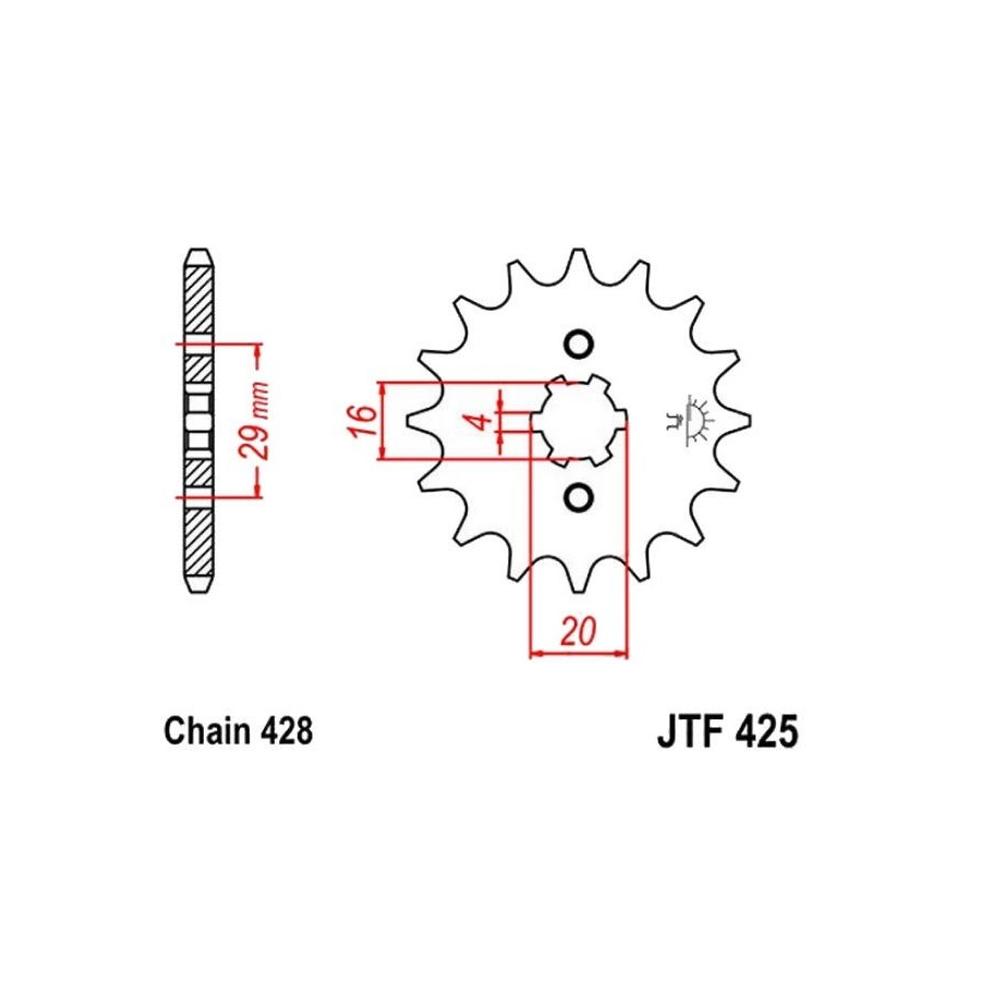 Transmission - Pignon - JTF-425 - 12 dents -  36428-425-012