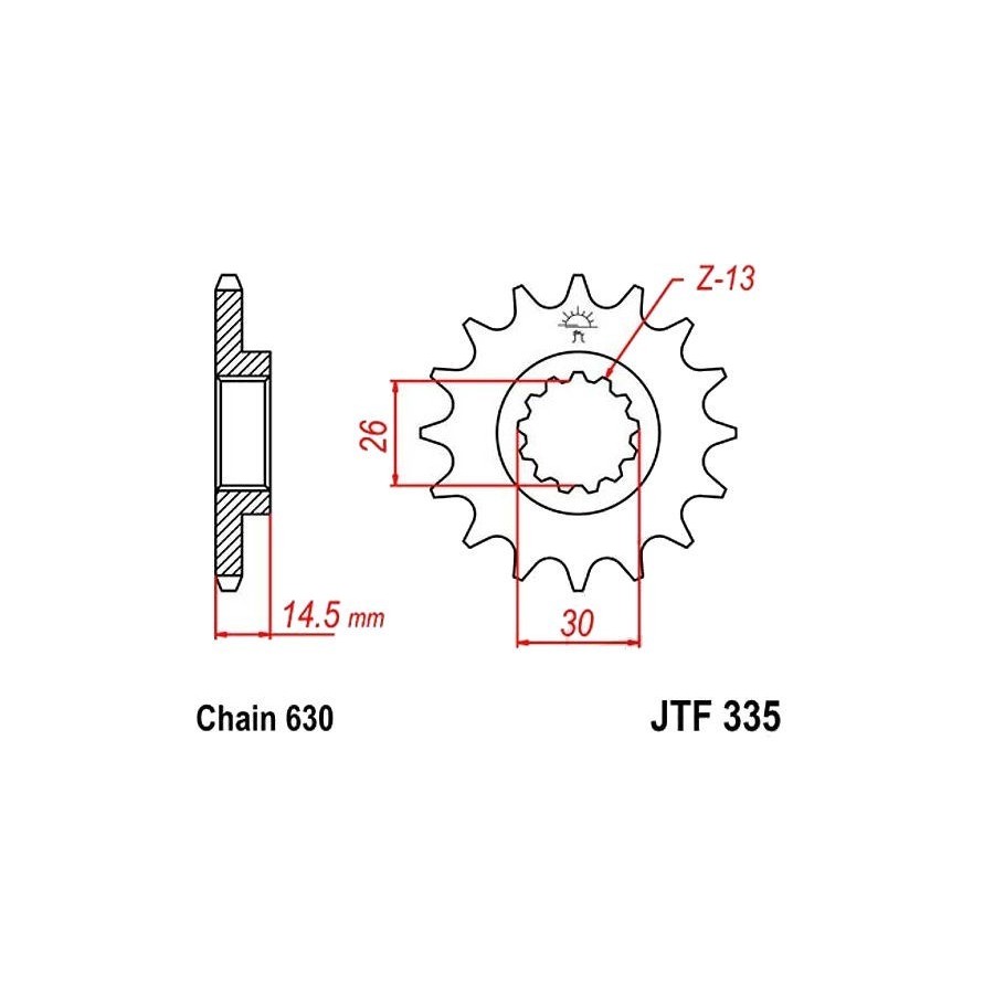 Transmission - Pignon sortie boite - JTF 335 - 630/15 dents - CBX10...