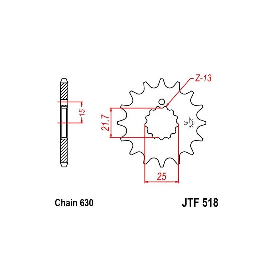 Transmission - Pignon sortie boite - JTF518 - 630-15 dents  36630-5...