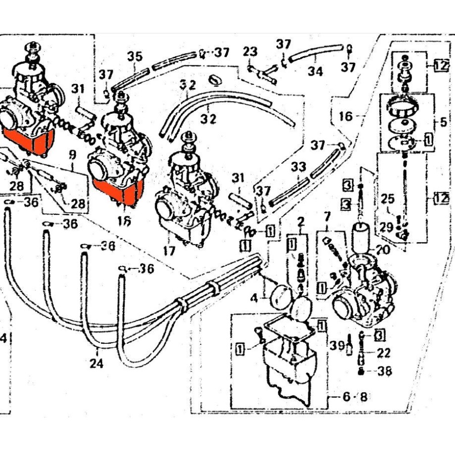 Carburateur - Cuve - coté Droit - Honda ...  16023-300-004