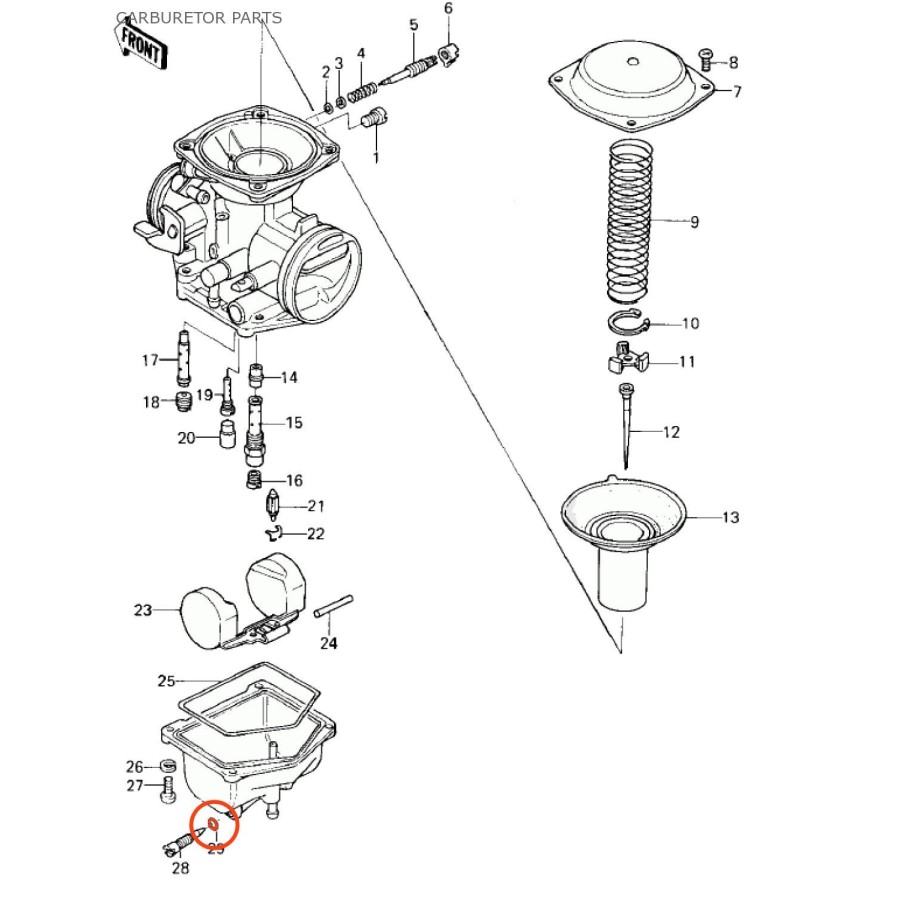 Carburateur - Joint de Vis de purge - 92055-1053 - Kawasaki - KL/KZ...